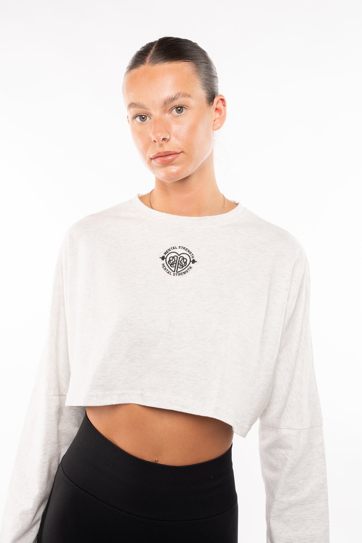 Long Sleeve Boxy 'Bravery' Crop T Shirt image 12