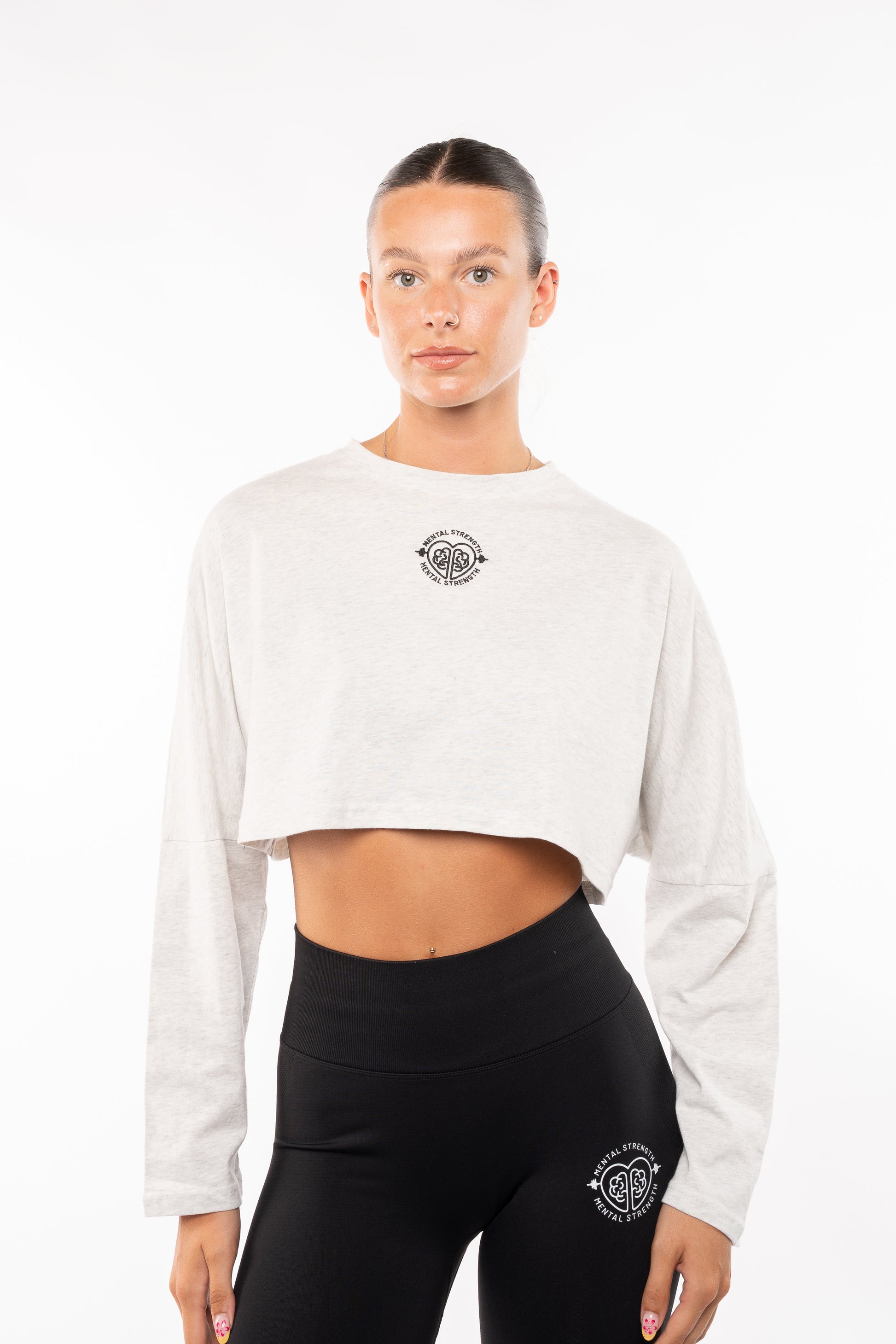 Long Sleeve Boxy 'Bravery' Crop T Shirt image 13